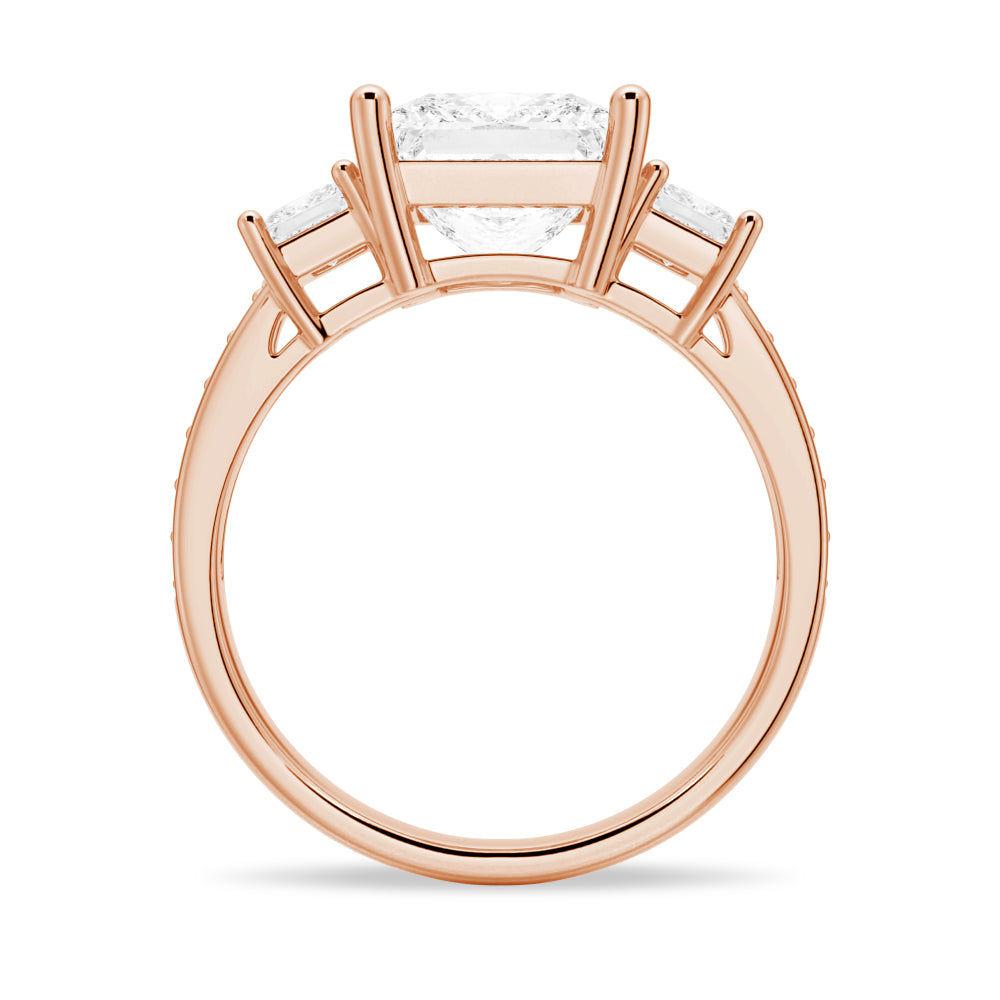 Three Stone Princess Shaped Moissanite Engagement Ring