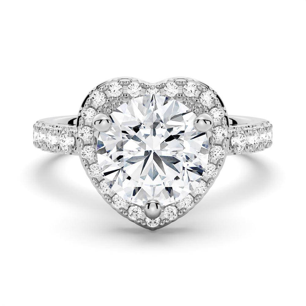 Brilliant Heart Moissanite Halo Engagement Ring – MSBLUE Jewelry