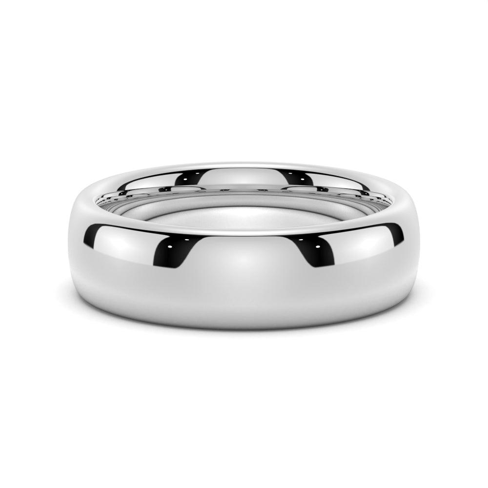 Heavy Solid Sterling Silver 6mm Unisex Wedding Band - Brushed Raised Center, Grooved, Comfort Fit