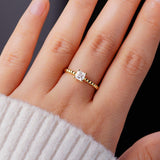 Princess Cut Lab Grown Diamond Ring With Beaded Band - MSBLUE Jewelry