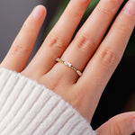 Petite Baguette Lab Grown Diamond Ring with Beaded Band - MSBLUE Jewelry