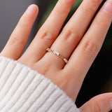 Petite Baguette Lab Grown Diamond Ring with Beaded Band - MSBLUE Jewelry