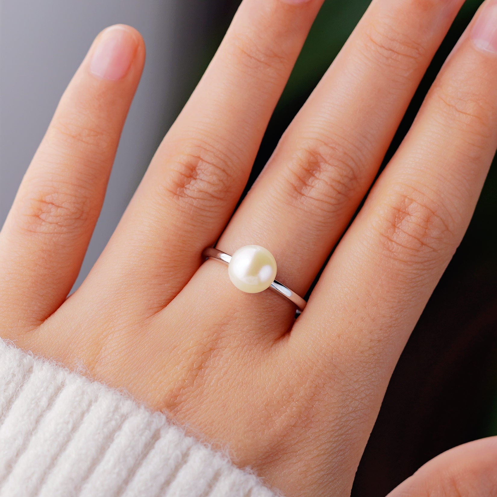 8mm Classic Freshwater Cultured Pearl Solitaire Ring