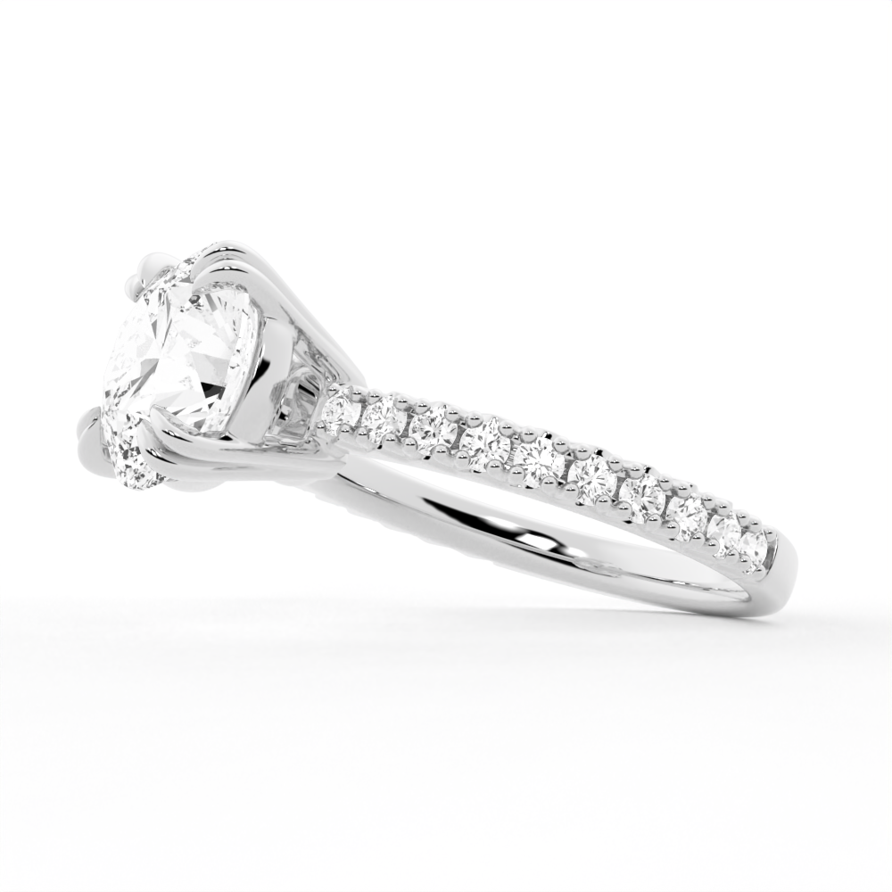 Moissanite Engagement Ring Solitaire With Pavé Accents