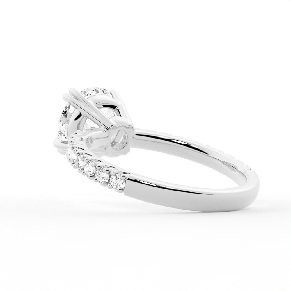 Moissanite Engagement Ring Solitaire With Pavé Accents