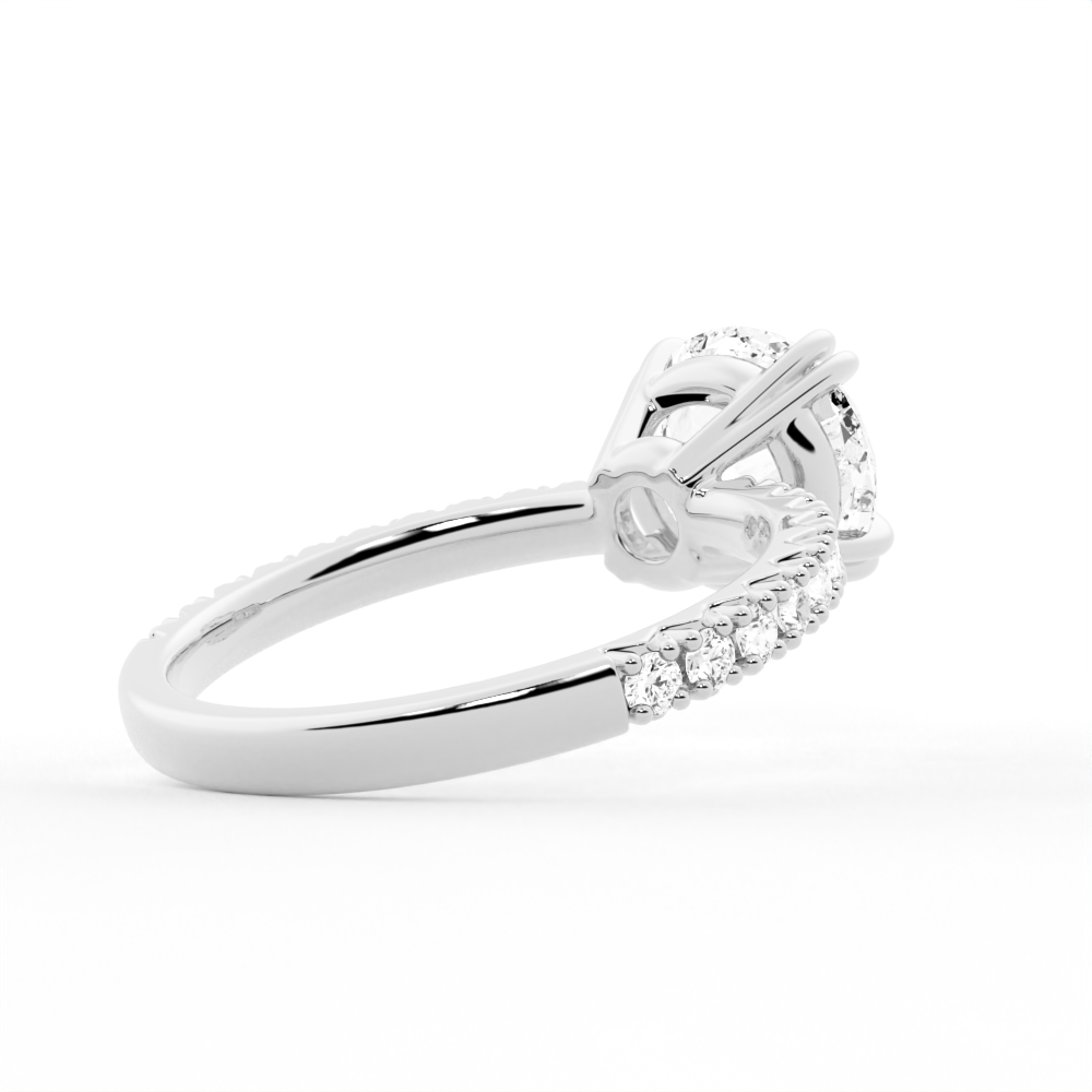 Moissanite Engagement Ring Solitaire With Pavé Accents