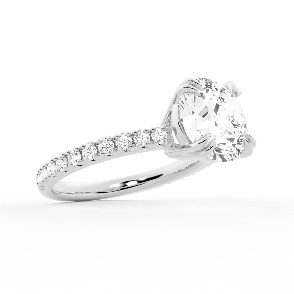 Moissanite Engagement Ring Solitaire With Pavé Accents