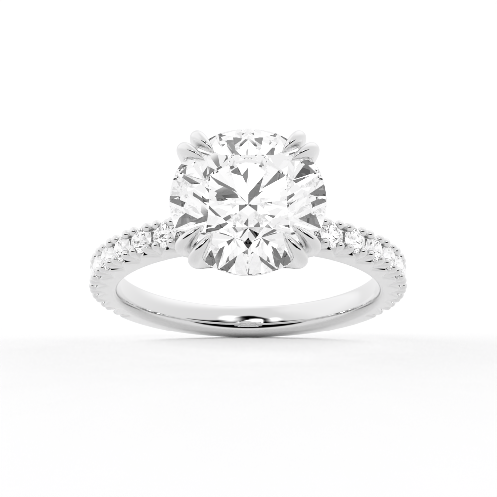 Moissanite Engagement Ring Solitaire With Pavé Accents