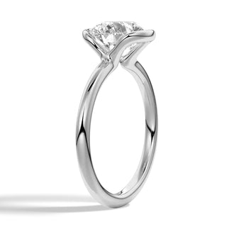 Half Bezel Oval Shaped Moissanite Engagement Ring