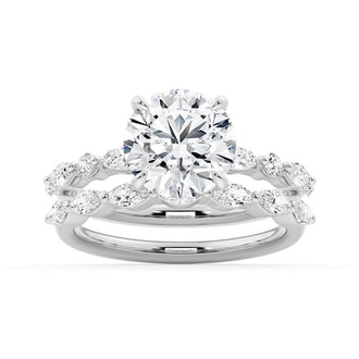 Unique Round Cut Engagement Ring With Marquise Accents - MSBLUE Jewelry