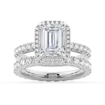 Halo Pavé Emerald Cut Engagement Ring - MSBLUE Jewelry