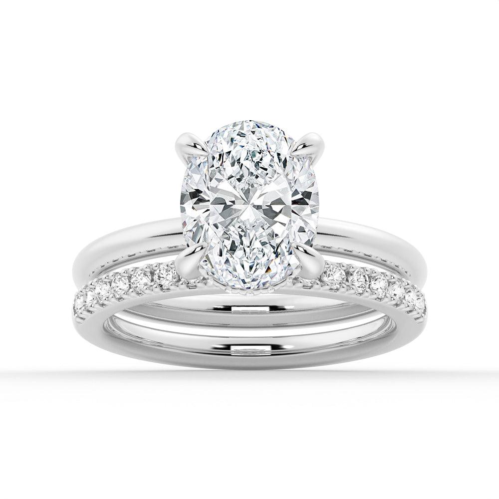 Oval Solitaire Moissanite Bridal Set with Men's Wedding Band - MSBLUE Jewelry