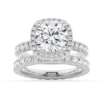 Brilliant Halo Round Moissanite Engagement Ring - MSBLUE Jewelry