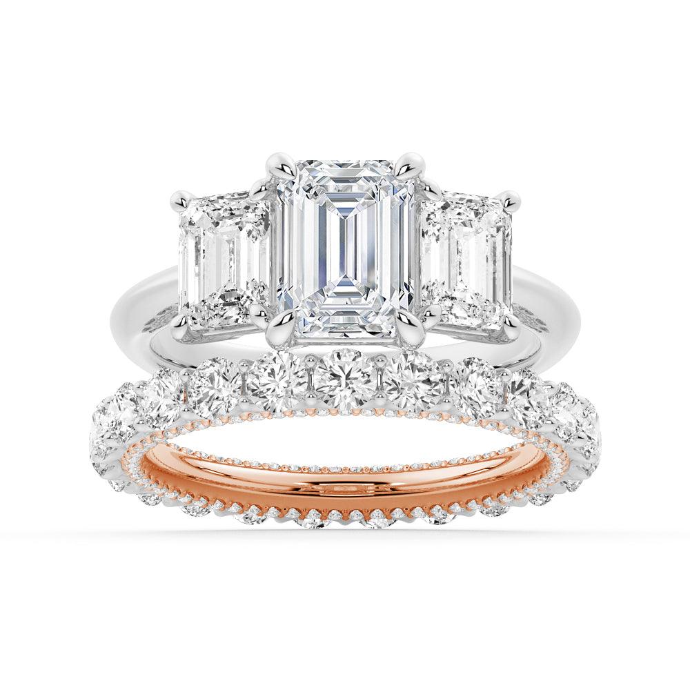 Emerald Cut Three Stone Engagement Ring - MSBLUE Jewelry