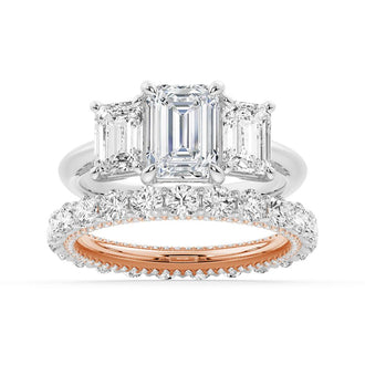 Emerald Cut Three Stone Engagement Ring - MSBLUE Jewelry