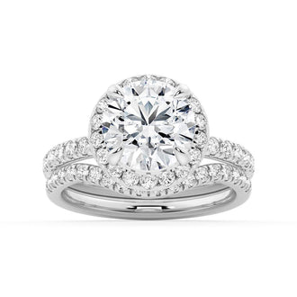 Round Brilliant Micropavé Halo Moissanite Engagement Ring - MSBLUE Jewelry