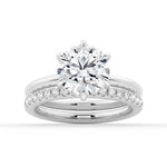 Six-Prong Solitaire Moissanite Bridal Set with Men's Wedding Band - MSBLUE Jewelry