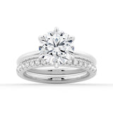 Six-Prong Solitaire Moissanite Bridal Set with Men's Wedding Band - MSBLUE Jewelry