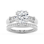 Round Brilliant Solitaire Moissanite Engagement Ring With Accents - MSBLUE Jewelry