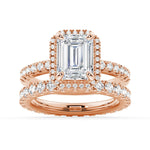 Halo Pavé Emerald Cut Engagement Ring - MSBLUE Jewelry