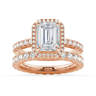 Emerald Cut Moissanite Bridal Set with Men's Wedding Band - MSBLUE Jewelry