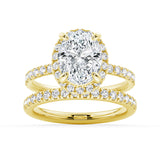 1 CT. Oval Shaped Moissanite Bridal Set with Men's Wedding Band