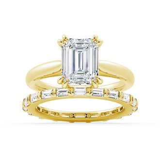 Emerald-Cut Solitaire Moissanite Engagement Ring - MSBLUE Jewelry