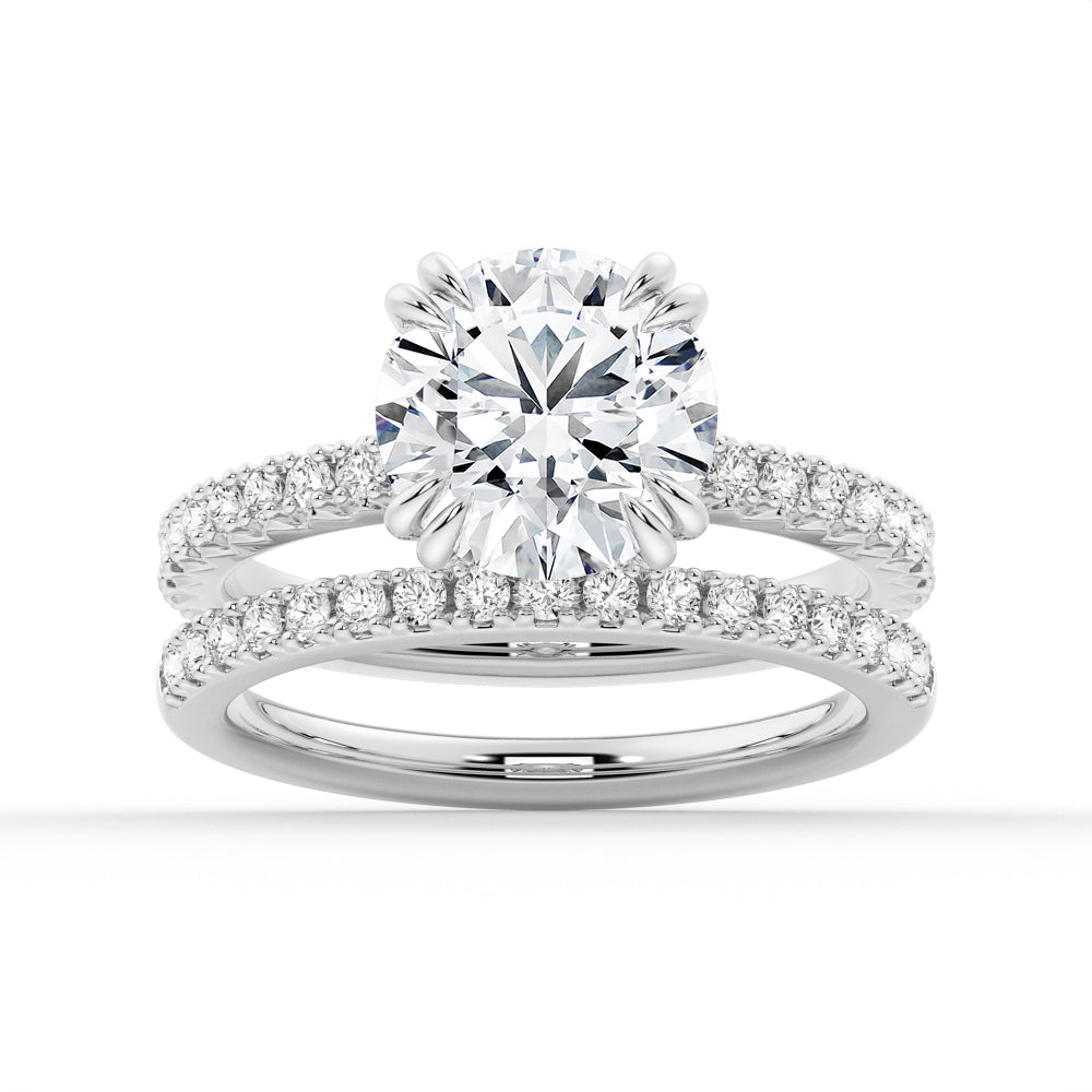 Moissanite Engagement Ring Solitaire With Pavé Accents