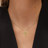 Asymmetrical Vine Motif Lab Grown Emerald Heart Necklace