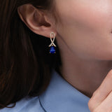 "Blue For Pink" Sapphire Earrings With Pavé Ribbon