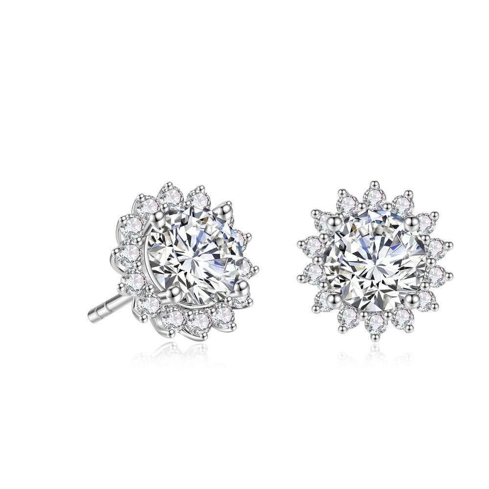 🎁 2 Ctw. Sunflower Round Moissanite Stud Earrings (100% off)