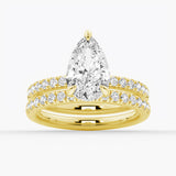 Pear-Shaped Pavé Band Moissanite Engagement Ring With Hidden Halo