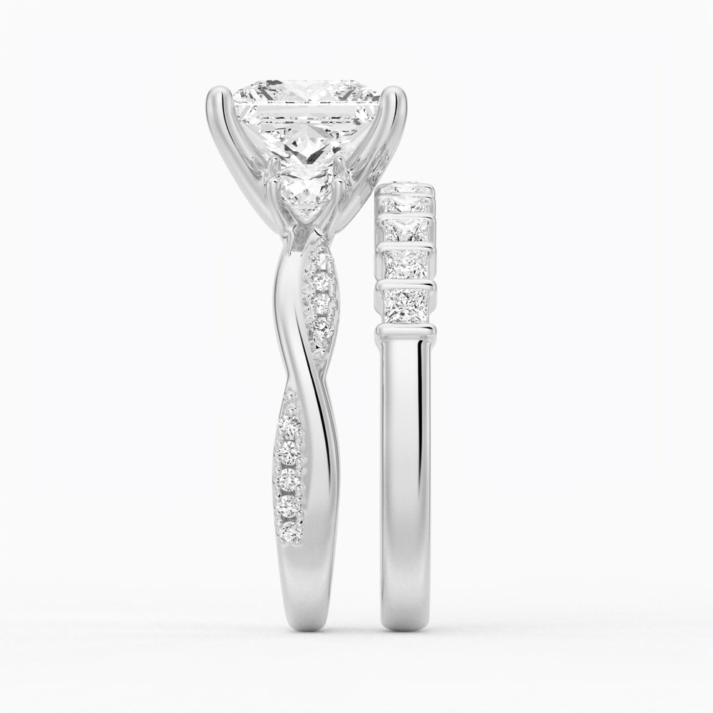 Twist Vine Princess-Cut Moissanite Engagement Ring