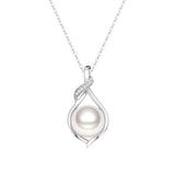 9MM Freshwater Pearl Moissanite Twist Pendant Necklace