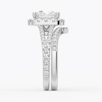 Princess Cut Split-Shank Halo Engagement Ring - MSBLUE Jewelry