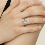 Half Bezel Moissanite Emerald Cut Engagement Ring