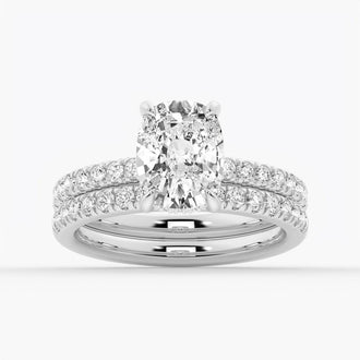 Cushion-Cut Moissanite Engagement Ring With Hidden Halo - MSBLUE Jewelry