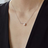 8mm Classy Freshwater Cultured Pearl Balance Beam Necklace with Moissanite Pavé