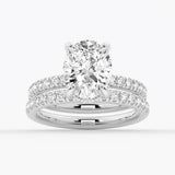 3 CT. Micropavé Oval Moissanite Engagement Ring With Hidden Halo