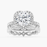 1 CT. Round Shaped Moissanite with Heart Frame Bridal Set in Sterling Silver