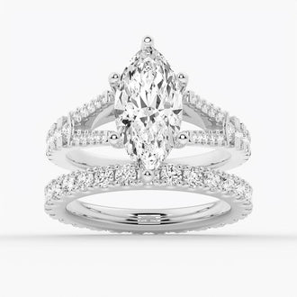 NEW Marquise Cut Split-Shank Moissanite Engagement Ring - MSBLUE Jewelry