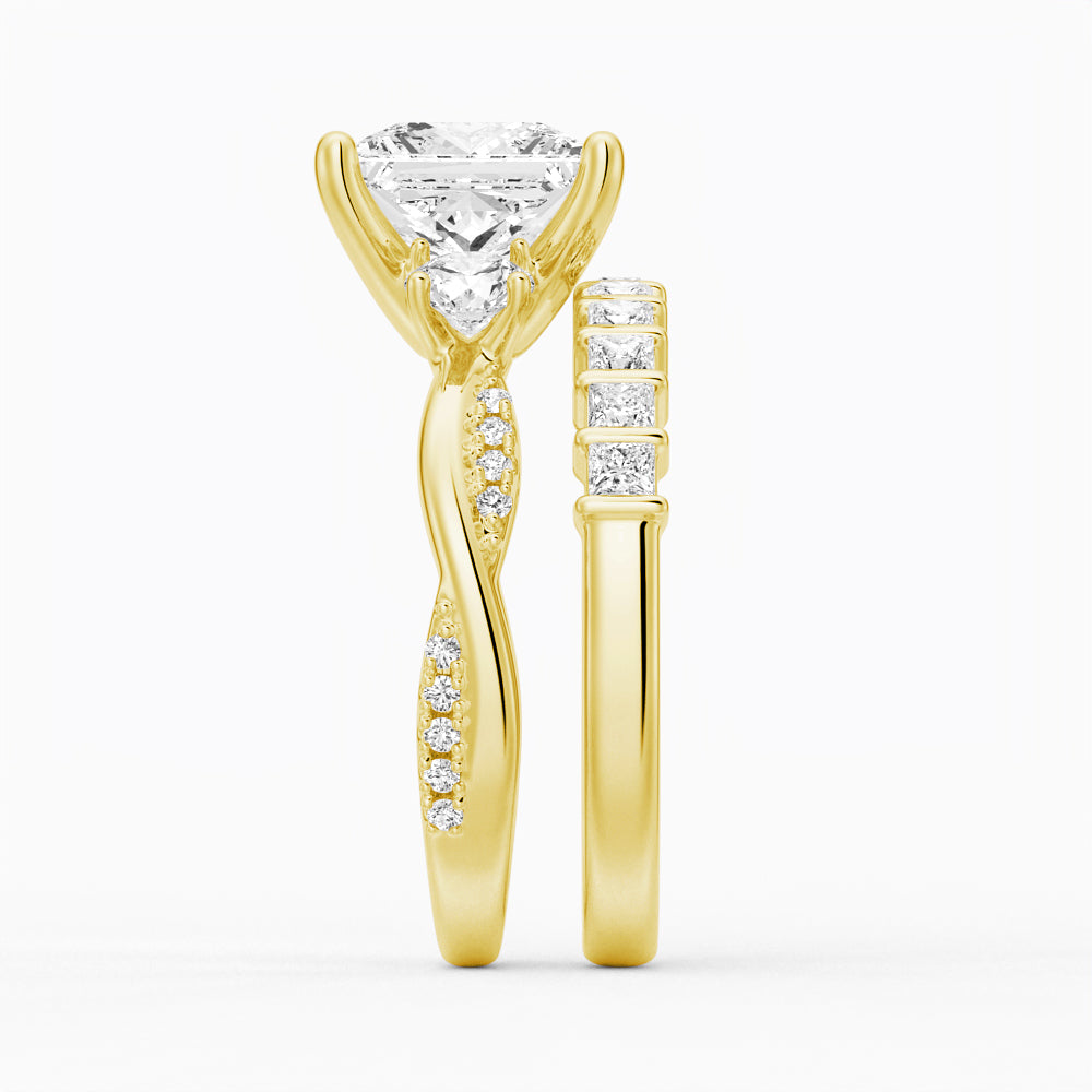 3 CT. Twist Vine Princess-Cut Moissanite Engagement Ring