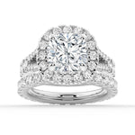 NEW Cushion Cut Split-Shank Halo Engagement Ring - MSBLUE Jewelry