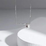 8mm Classy Freshwater Cultured Pearl Balance Beam Necklace with Moissanite Pavé