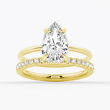 Pear-Shaped Solitaire Moissanite Engagement Ring With Hidden Halo