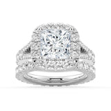 NEW Princess Cut Split-Shank Moissanite Bridal Set Halo Engagement Ring - MSBLUE Jewelry