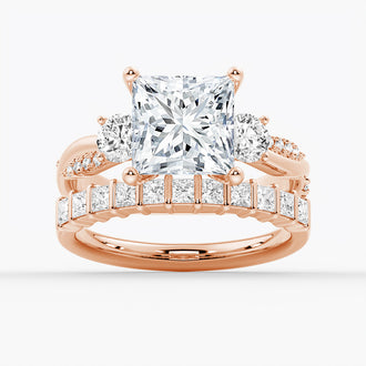 3 CT. Twist Vine Princess-Cut Moissanite Engagement Ring