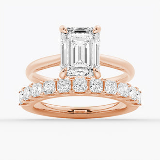 Emerald Cut Moissanite Engagement Ring With Hidden Halo