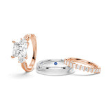 Twist Vine Princess-Cut Moissanite Couple's Ring Set with Men's Wedding Band