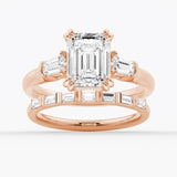 Emerald-Cut Moissanite Engagement Ring with Tapered Baguette Side Stones